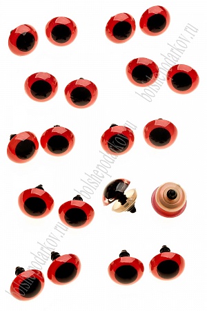 Фурнитура &quot;Глазки для игрушек&quot; 16 мм, с заглушками (20 шт) SF-2141, красный