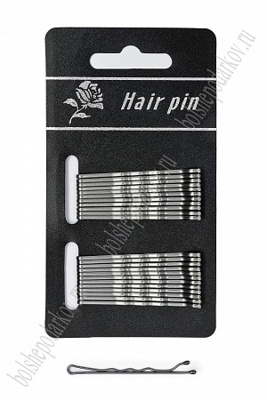 Невидимки для волос на блистере 5 см (24 шт) SF-7410, серебро