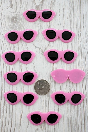 Фурнитура &quot;Очки для игрушек&quot; 5,5*2,3 см (10 шт) SF-2153, розовый