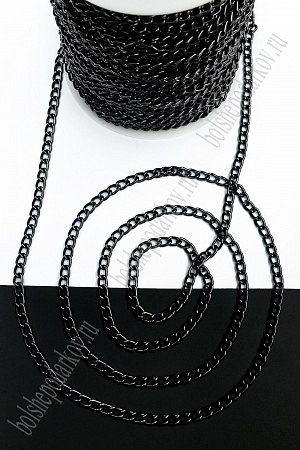 Цепь декоративная 7,5*4,9 мм (50 м) SF-2530, черное серебро